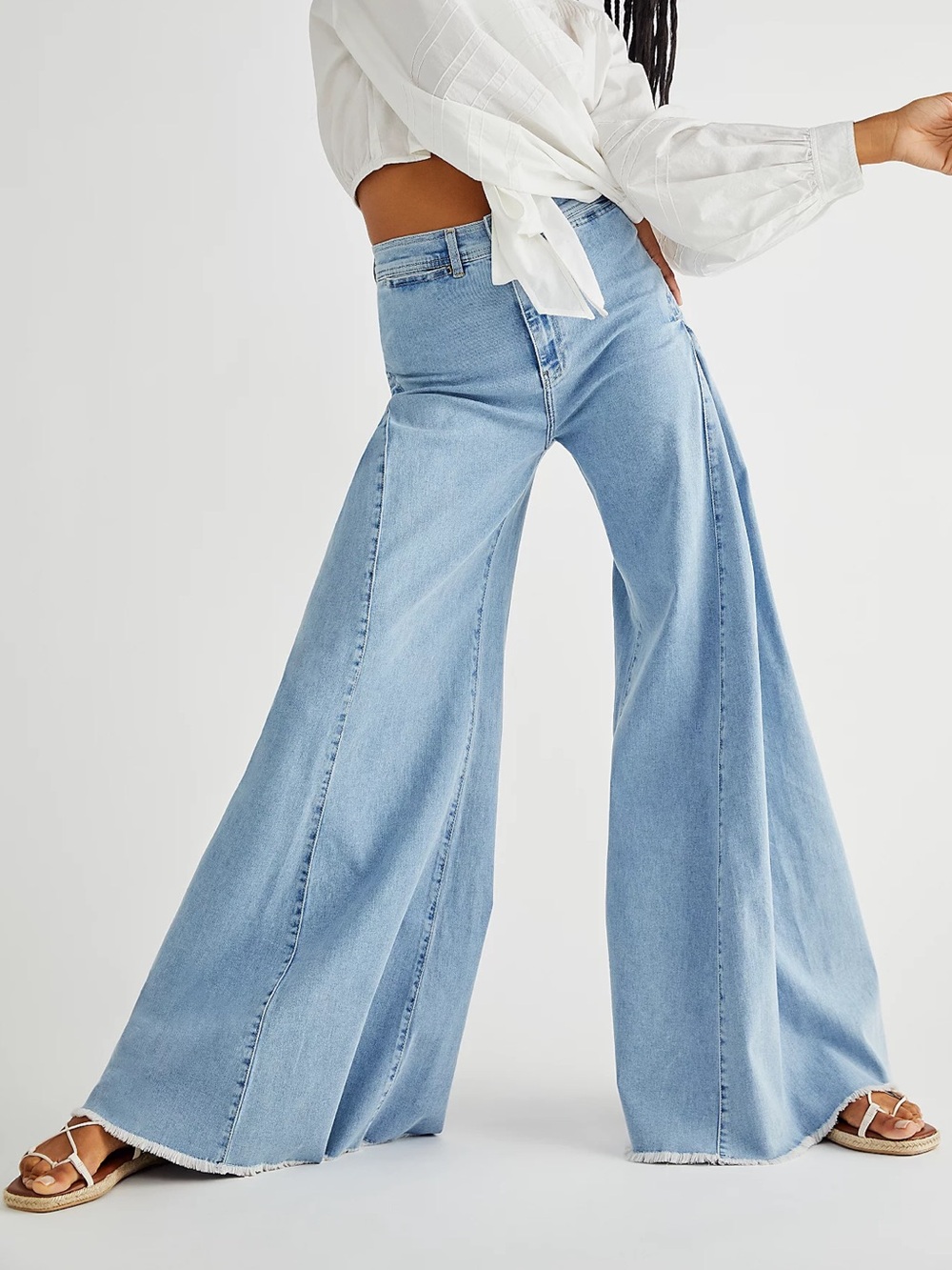✅ Free People Pale Blue Extra Wide-Leg Denim Jeans size 29